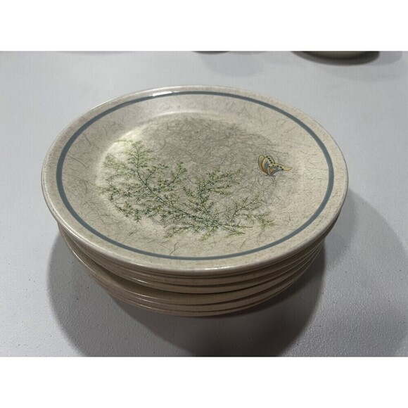 Lenox Temper Ware Fancy Free Salad Plates 8" Stoneware Ivory Butterfly Set Of 7 - Picture 5 of 7